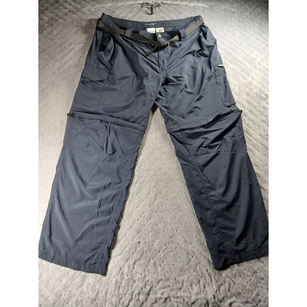 Columbia Omni-Shade Convertible Hiking Pants Mens 42x30 Navy Blue Zip Off Cargo - Picture 1 of 7